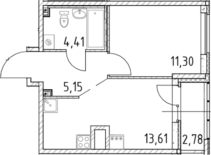 1-комнатная квартира 34.47 м², 14/23 эт., ЖК «Город Первых»